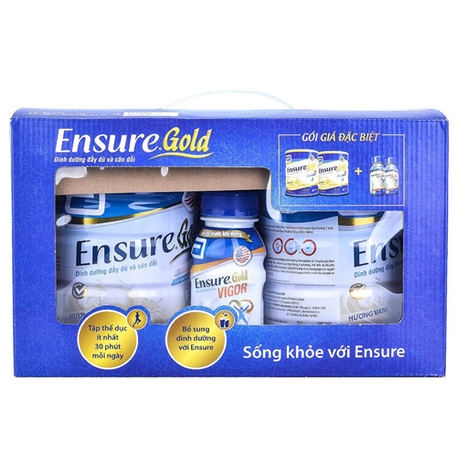 Bán Hộp quà tết Ensure Gold (2 lon Ensure 850g + 2 chai Ensure nước)