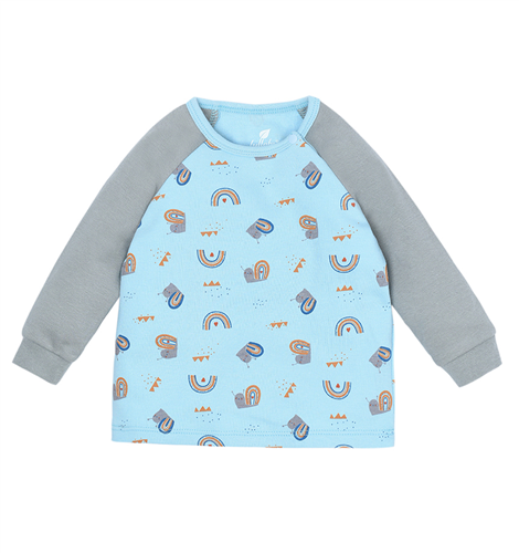Bán Áo dài tay Raglan bé trai Lullaby NH673P - xanh ghi