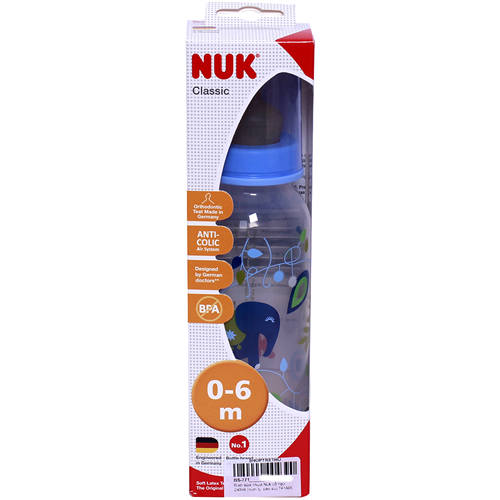 Bán Bình sữa Nuk 741606 cổ hẹp 240ml (nhựa, núm ty cao su)