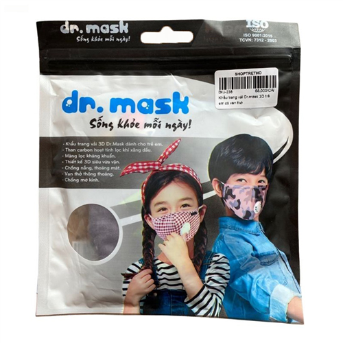 Bán Khẩu trang vải 3D trẻ em có van thở Dr. Mask (1c/túi)