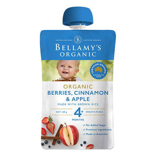 Bán Hỗn hợp quả mọng, quế, táo Bellamy's Organic 120g (4M+)