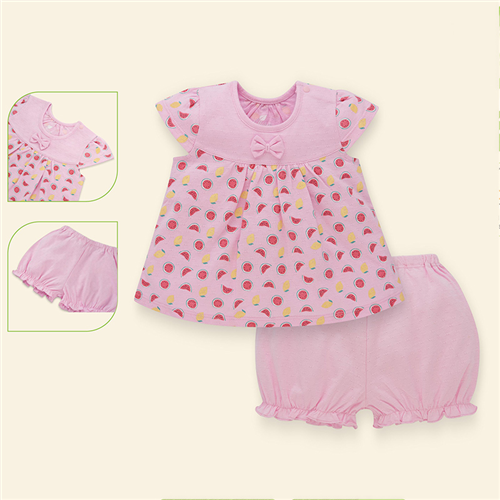 Bán Bộ cộc bé gái chữ A tay hến Lullaby NH01B (hồng in)