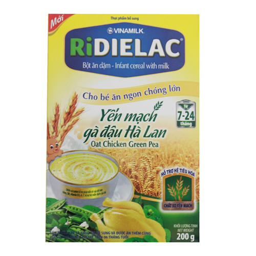 Bán Bột ăn dặm Ridielac yến mạch gà đậu Hà Lan (200g)