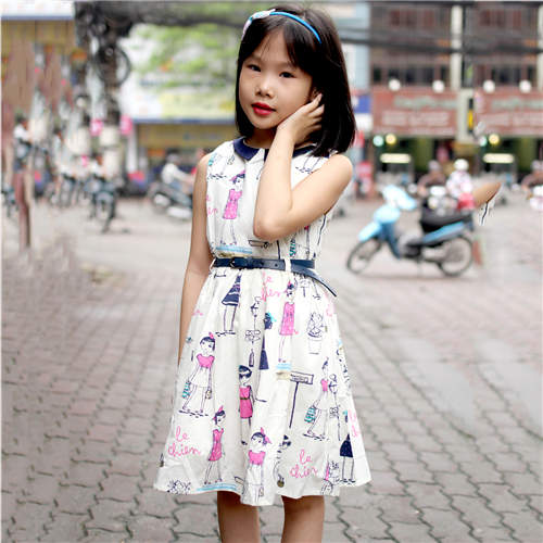 Bán Váy hè thô bé gái Thái Lan in cô gái cổ sen 533876