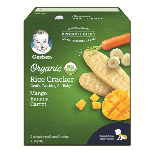Bán Bánh gạo Gerber Organic vị chuối, xoài, cà rốt (48g)