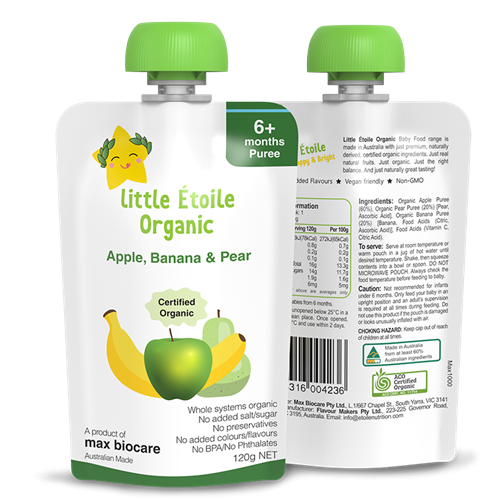 Bán Thực phẩm dinh dưỡng hữu cơ Little Étoile vị táo, chuối và lê