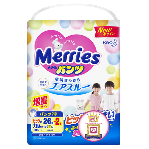 Bán Tã - Bỉm quần Merries XXL26 + 2 miếng (15-28kg)