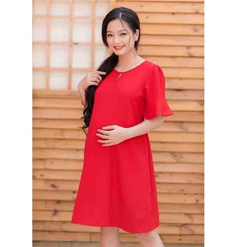 Bán Đầm bầu suông tay bèo Emum (đỏ)