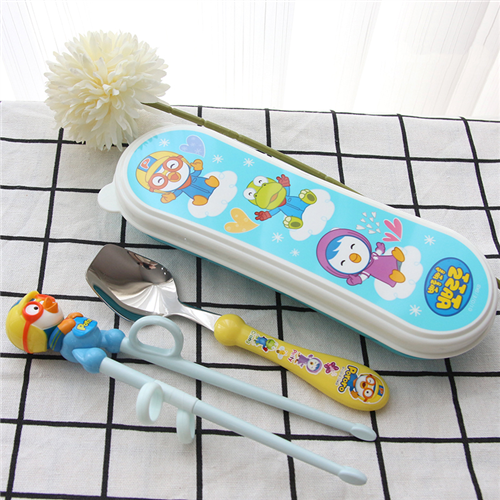 Bán Bộ thìa và đũa tập ăn cho bé Edison hình Pororo, có hộp (nhiều màu)