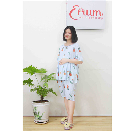 Bán Bộ bầu lửng tole in trái cây xanh biển Emum