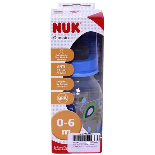 Bán Bình sữa Nuk 743607 cổ hẹp 110ml (nhựa, núm ty cao su)