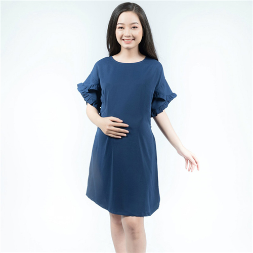 Bán Đầm bầu suông tay bèo đắp chéo xanh Emum