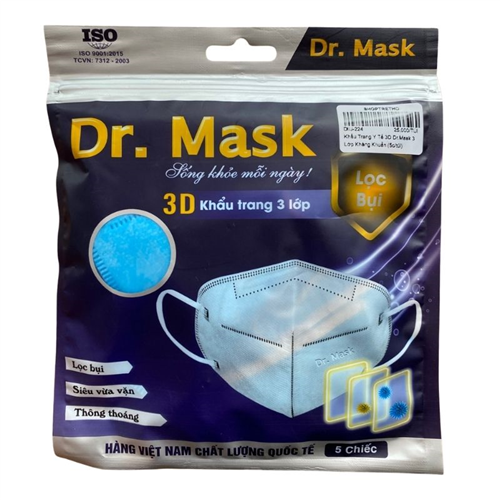 Bán Khẩu trang y tế 3D 3 lớp kháng khuẩn Dr. Mask (5c/túi)