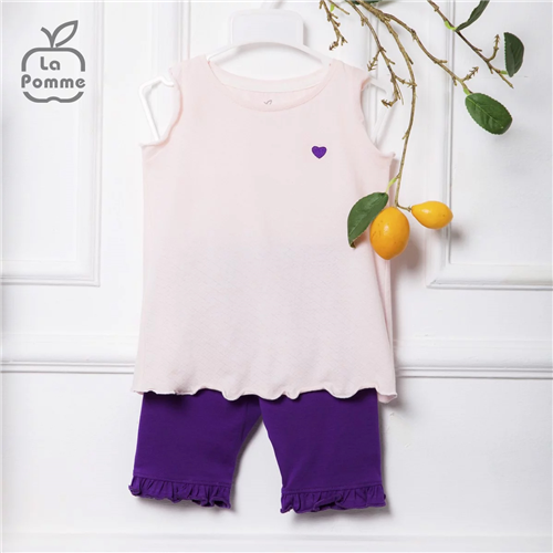 Bán Bộ ba lỗ bé gái bèo tim La Pomme SS113 (hồng)