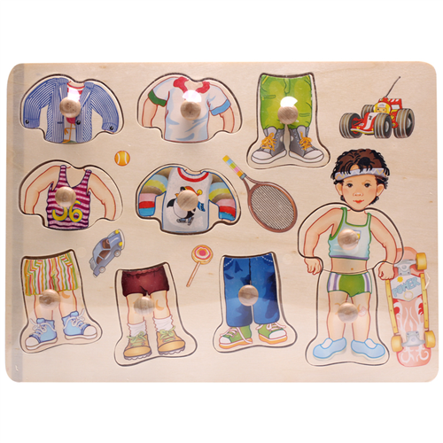 Bán Đồ chơi gỗ Toptoys - Bảng ghép trang phục bé trai 98208A