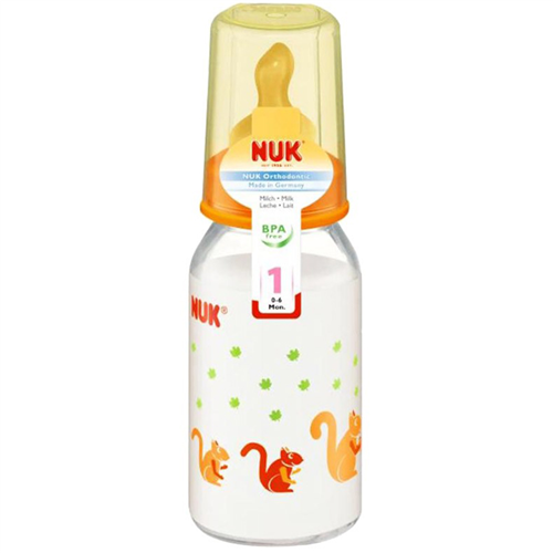 Bán Bình sữa Nuk 125ml (cổ hẹp, thủy tinh, núm cao su)