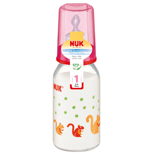 Bán Bình sữa Nuk 747008 125ml (cổ hẹp, thủy tinh, núm silicone)