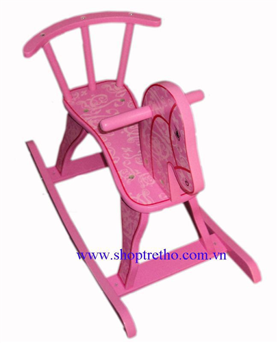 Bán Đồ chơi ngựa gỗ bập bênh (màu hồng)