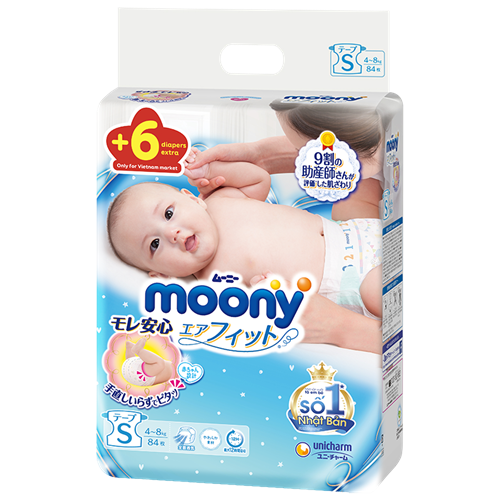 Bán Tã - bỉm dán moony S84 + 6 miếng (4-8kg)