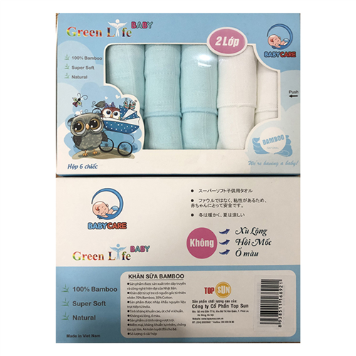 Bán Khăn sữa sợi tre cao cấp Green Life 2 lớp (Hộp 6c)