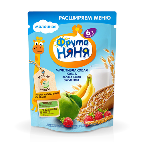 Bán Bột ngũ cốc vị táo, chuối và dâu Fruto Nyanya (200g)