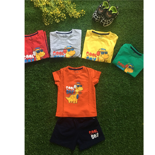 Bán Bộ quần áo cộc tay bé trai in hình khủng long (1-5T)