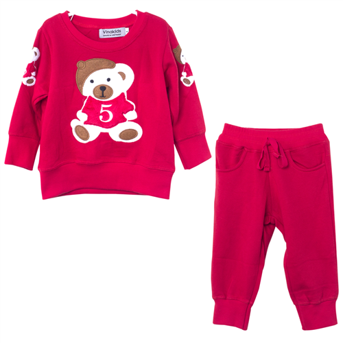 Bán Bộ quần áo bé trai Vinakids VTE012 (thêu đắp gấu, màu đỏ)