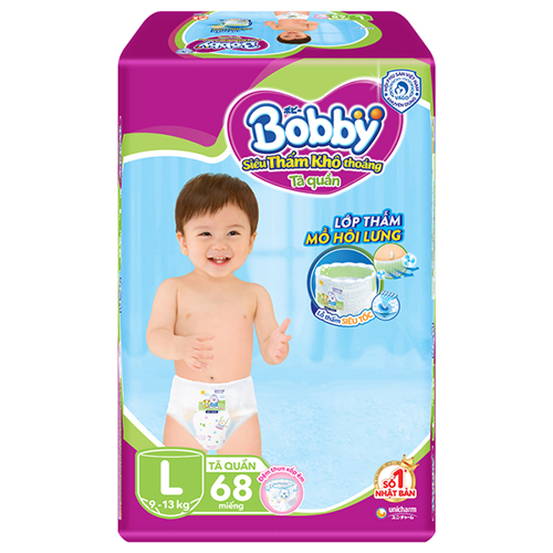 Bán Tã - Bỉm quần Bobby trà xanh L68 (9 - 13kg)