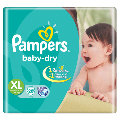 Bán Tã - bỉm dán Pampers XL28 (trên 12kg)