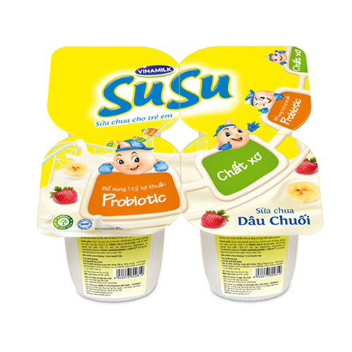 Bán Sữa chua dâu chuối susu 4 hũ 80g