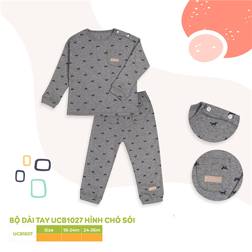 Bán Bộ dài tay cài vai in hình sói Uri&Finn UCB1027