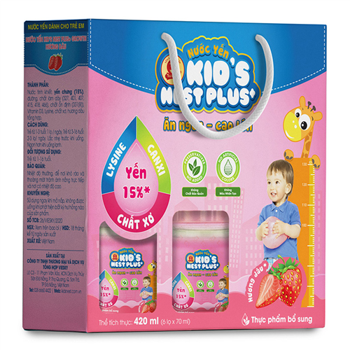 Bán Nước yến Kid's Nest Plus+ hương dâu (Lốc 6 lọ)