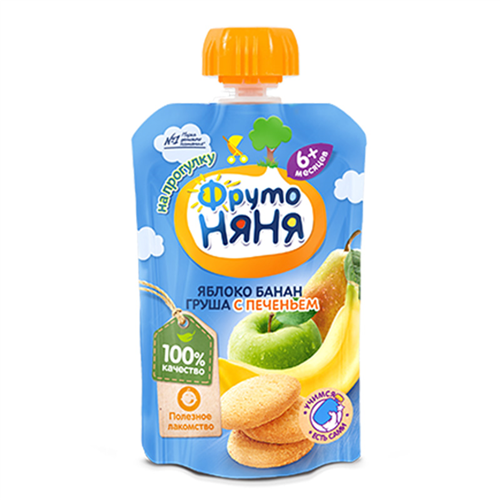 Bán Trái cây nghiền vị táo, chuối, lê và bánh quy Fruto Nyanya (90g)