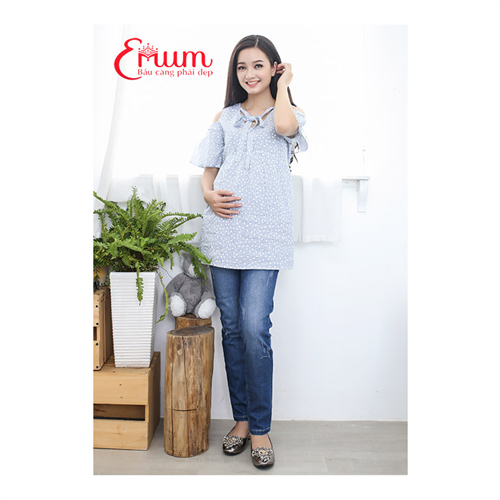 Bán Quần bầu jean dài trơn xanh wash Emum