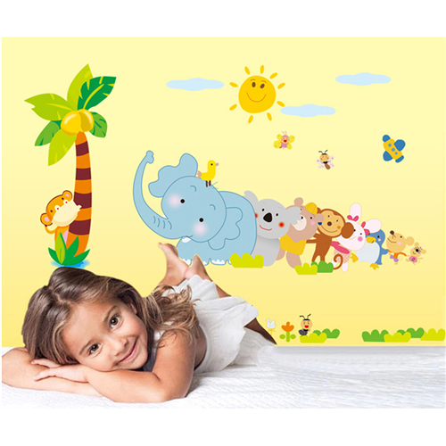Bán Tranh dán tường thú ngộ nghĩnh chơi đùa M003