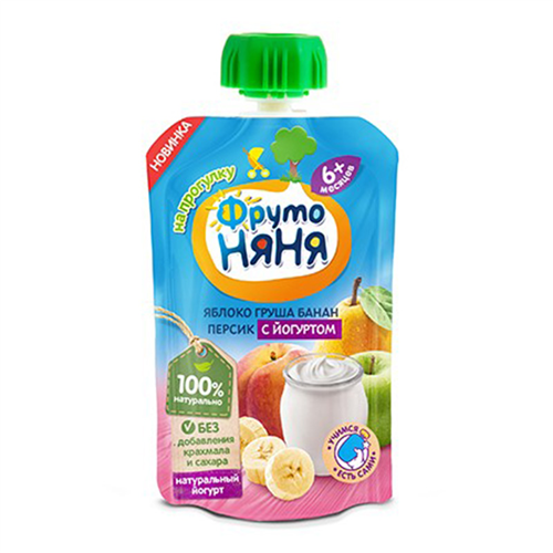 Bán Trái cây nghiền vị táo, lê, chuối, đào và sữa chua Fruto Nyanya (90g)