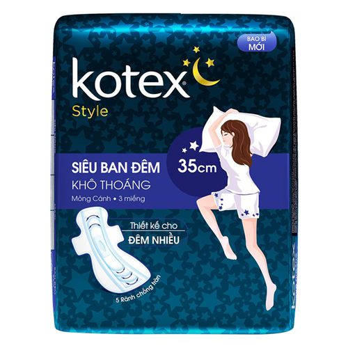 Bán Băng vệ sinh ban đêm Kotex Style siêu mỏng có cánh 35cm (3 miếng)