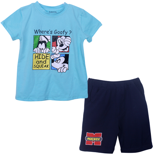 Bán Bộ cộc tay bé trai Mickey Goofy xanh Rio0609 (2 – 8 tuổi)