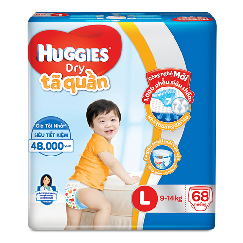 Bán Tã - Bỉm quần Huggies Dry L68 (9-14kg)