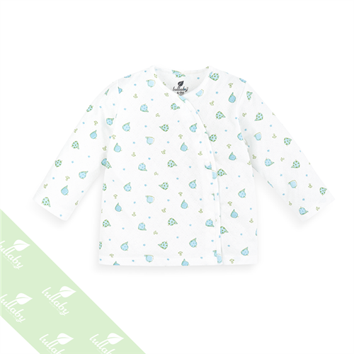 Bán Áo dài tay cài lệch in hình gấu Lullaby NH08-16 (xanh)