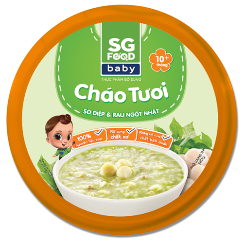 Bán Cháo tươi baby sò điệp rau ngót Nhật 240g 10+