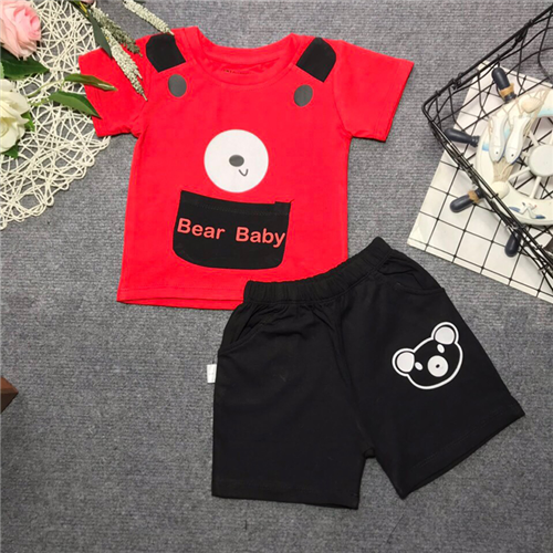 Bán Bộ cộc tay bé trai in hình gấu (1-6T)