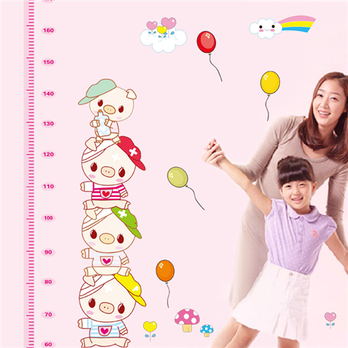 Bán Tranh dán thước đo chiều cao gia đình Heo ngộ nghĩnh