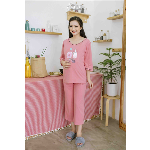 Bán Bộ bầu cổ tim in ly hồng ruốc Emum