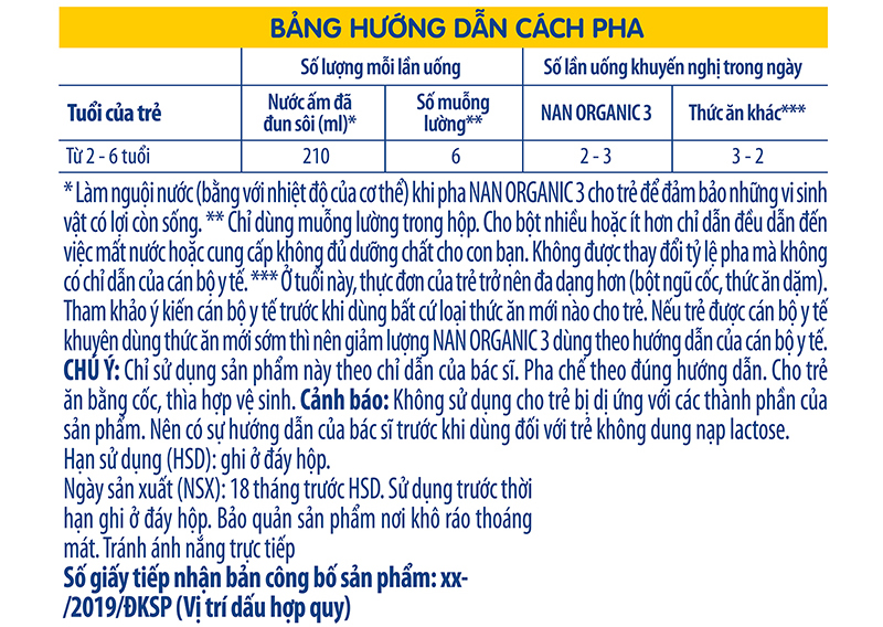 Sữa NAN Organic số 3 - 900g (2-6Y)