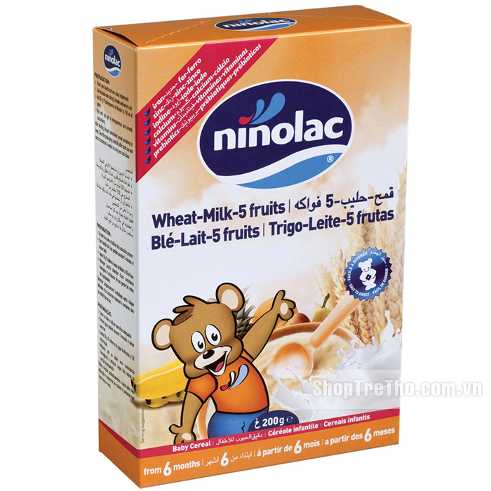 Bột ăn dặm Ninolac lúa mỳ sữa trái cây 200g 6m+