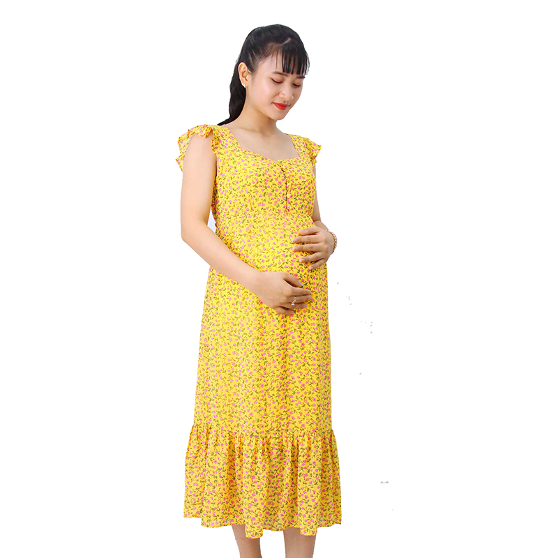 Đầm bầu tay cánh tiên vàng Emum