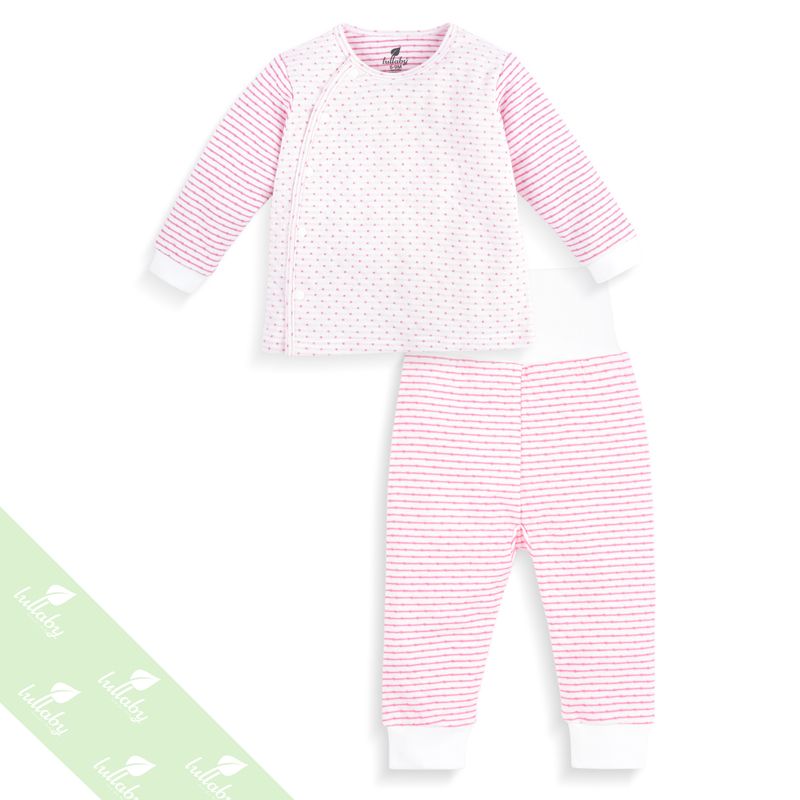 Bộ cài lệch dài tay màu hồng Lullaby NH23-19
