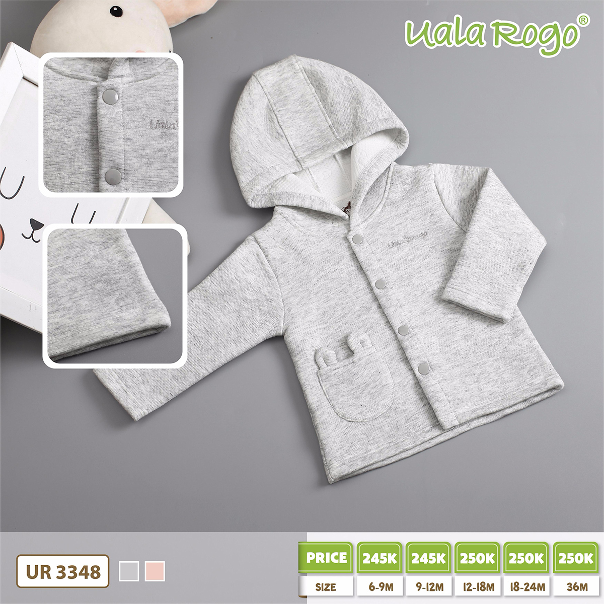 Áo khoác trần bông có mũ cho bé Uala UR3348