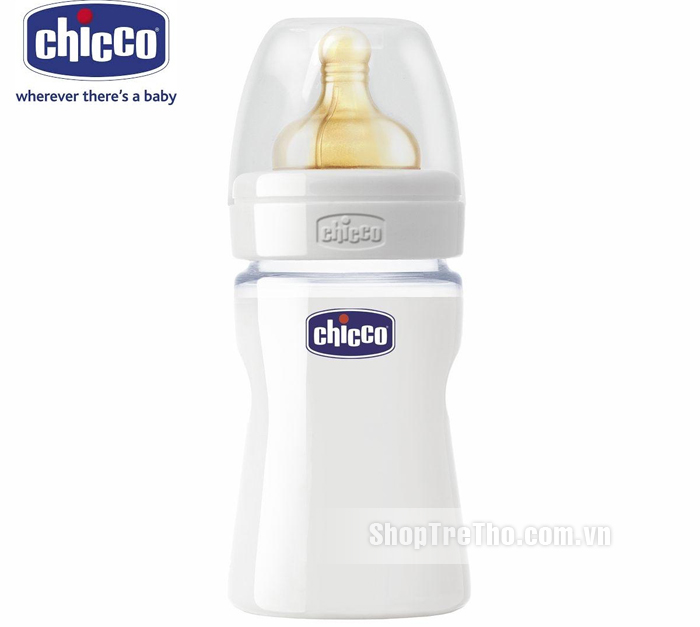 Bình sữa thủy tinh núm cao su Chicco 150ml